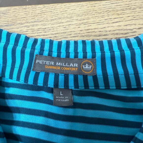 Peter Millar Summer Comfort Striped Performance Polo Blue Fish Competition Large - Picture 3 of 8